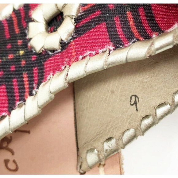 Jack Rogers Jacks Plaid Thong Sandals Red Silver 9 - Picture 5 of 7